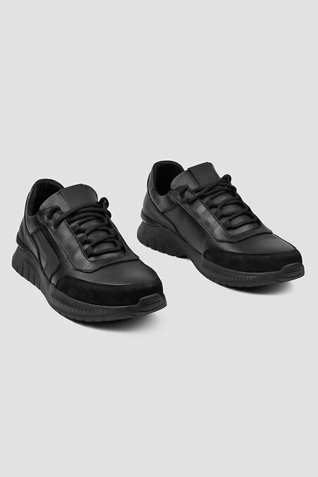 Herren-Sneaker aus schwarzem Leder. Turnschuhe. Farbe: das schwarze. #4206029