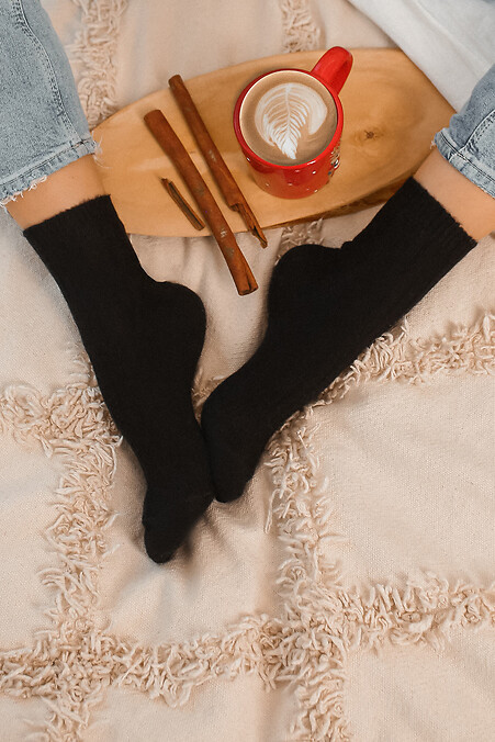 Чорні шкарпетки з вовни мериноса. Гольфи, шкарпетки. Колір: чорний. #2040142