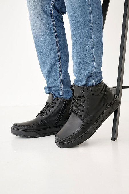 Чоловічі шкіряні черевики зимові чорні. Черевики. Колір: чорний. #8019997