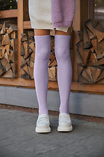 Lavender merino wool stockings over the knees. M-SOCKS 2040251 photo №1