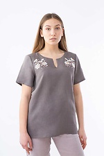 Straight linen blouse with embroidery and short sleeves Cornett-VOL 2012380 photo №1